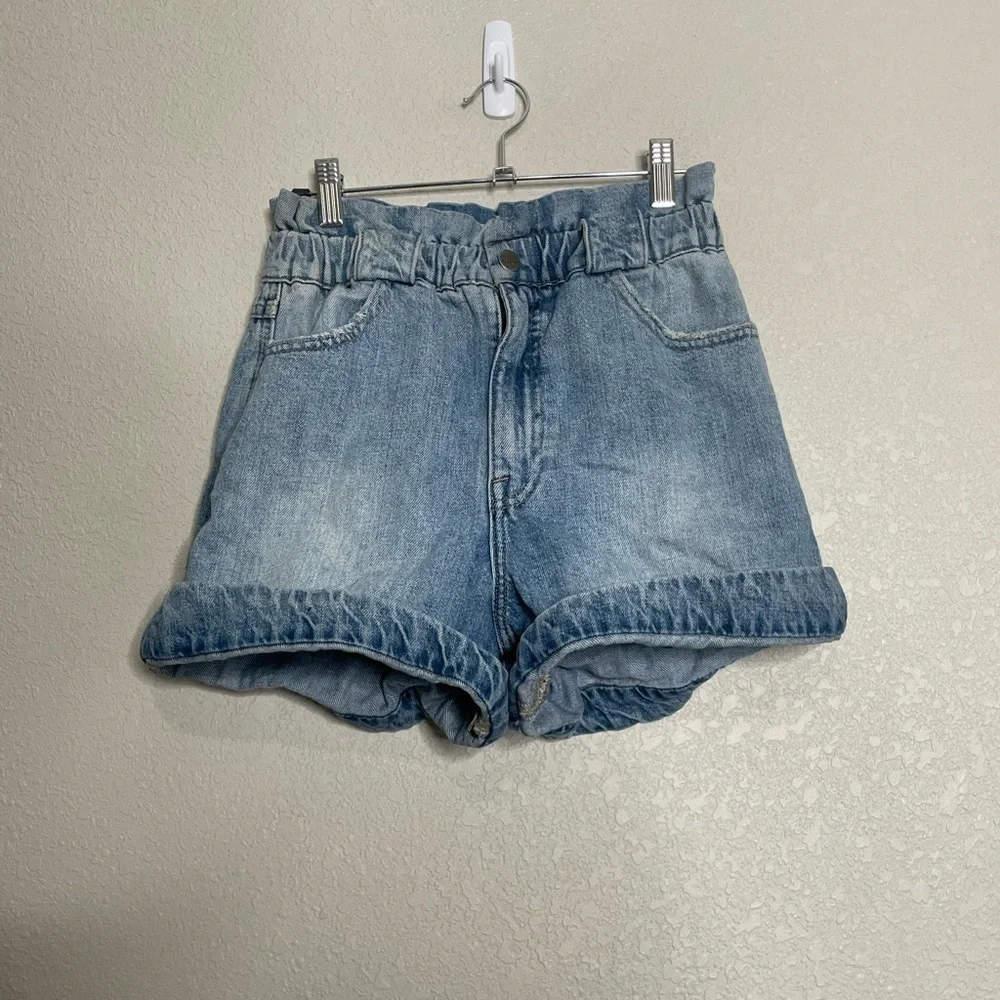 Pistola Paper Bag Denim Chambray Shorts XS